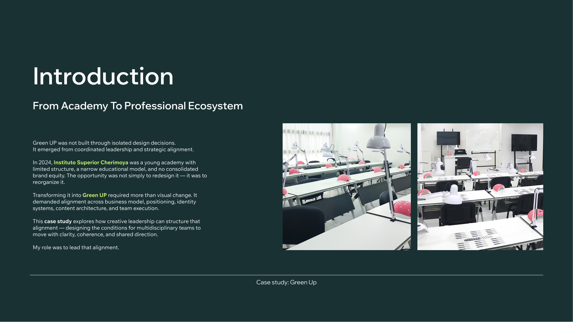 Estrategia de marca y desarrollo de identidad visual para Green Up por Camm Productions.