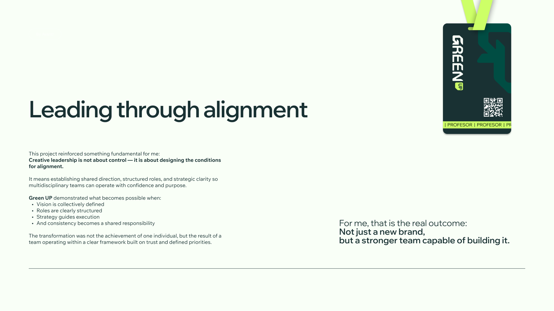 Estrategia de marca y desarrollo de identidad visual para Green Up por Camm Productions.