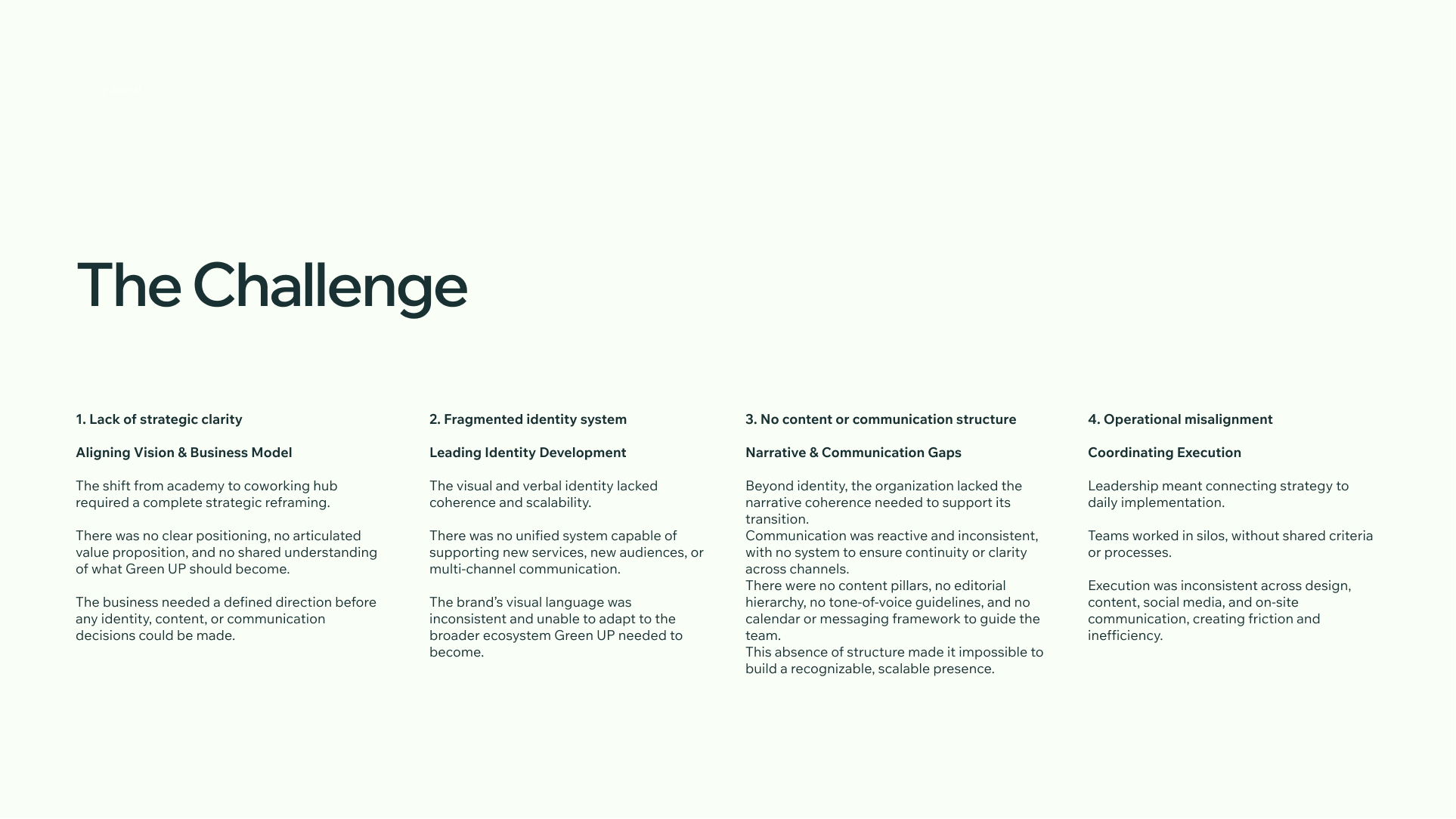 Estrategia de marca y desarrollo de identidad visual para Green Up por Camm Productions.