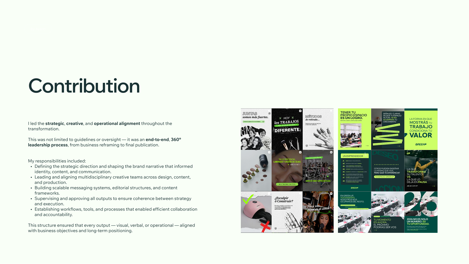 Estrategia de marca y desarrollo de identidad visual para Green Up por Camm Productions.